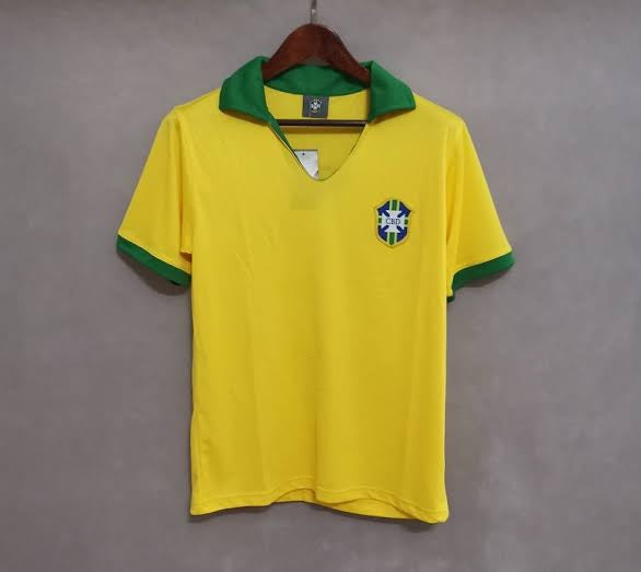 1957 Brazil Replica Home Shirt '10 Pele' on back - YELLOW