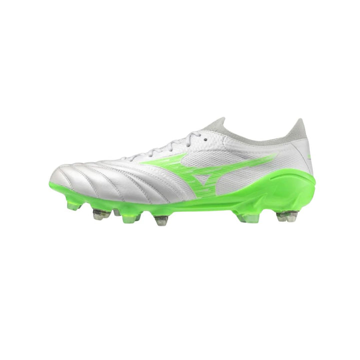 Mizuno Morelia Neo IV Beta Elite SG Mix Boots - WHITE/GREEN GEKO