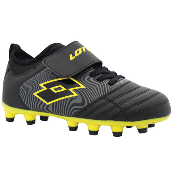 Lotto Liga Firm Ground Junior Football Boots - BLACK/YELLOW