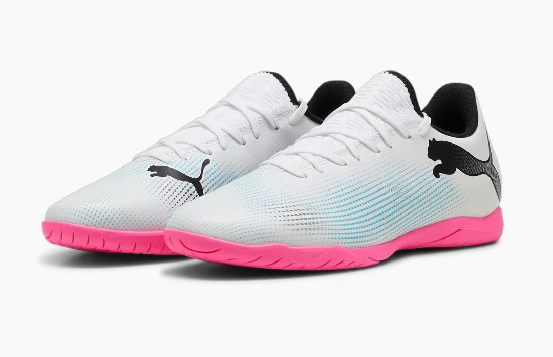 Puma Futsal Junior - Future 7 Play - PUMA WHITE/PUMA BLACK/POISON PINK