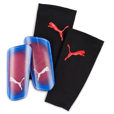 Puma Shin Guard - Ultra Light with Sleeve  - BLUE/SUNBLAZE/WHITE