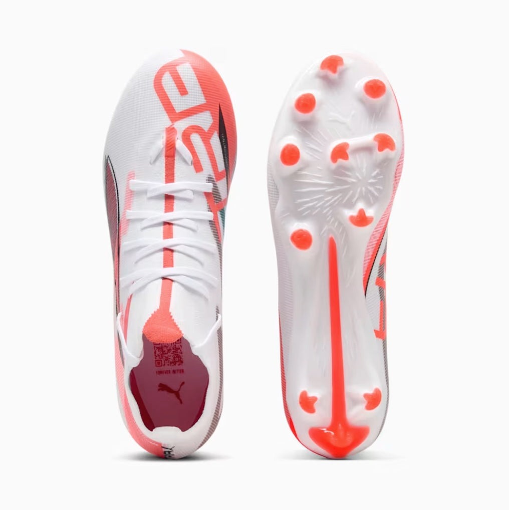 Puma Ultra 5 Match+ FG/AG Women's - WHITE/BLACK/GLOWING-RED