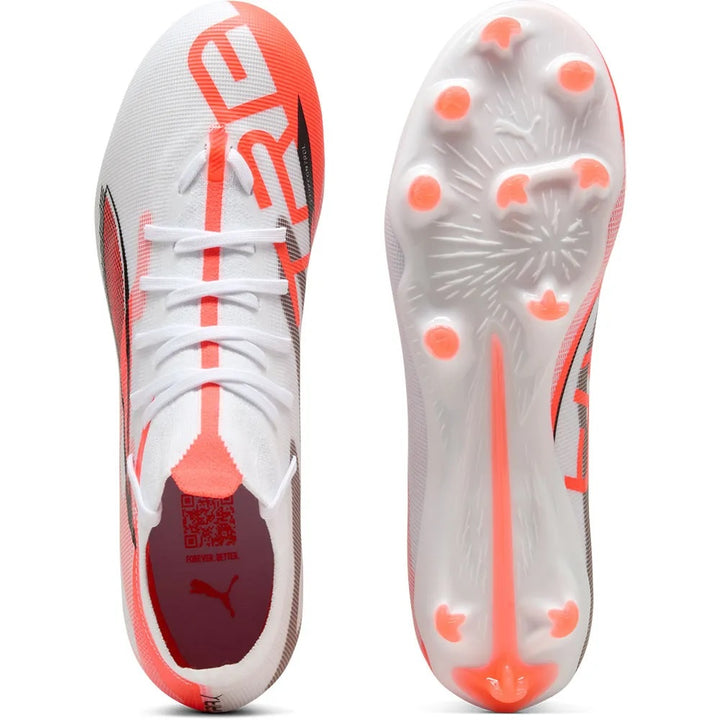 Puma Ultra 5 Match+ FG/AG - WHITE/BLACK/GROWING-RED