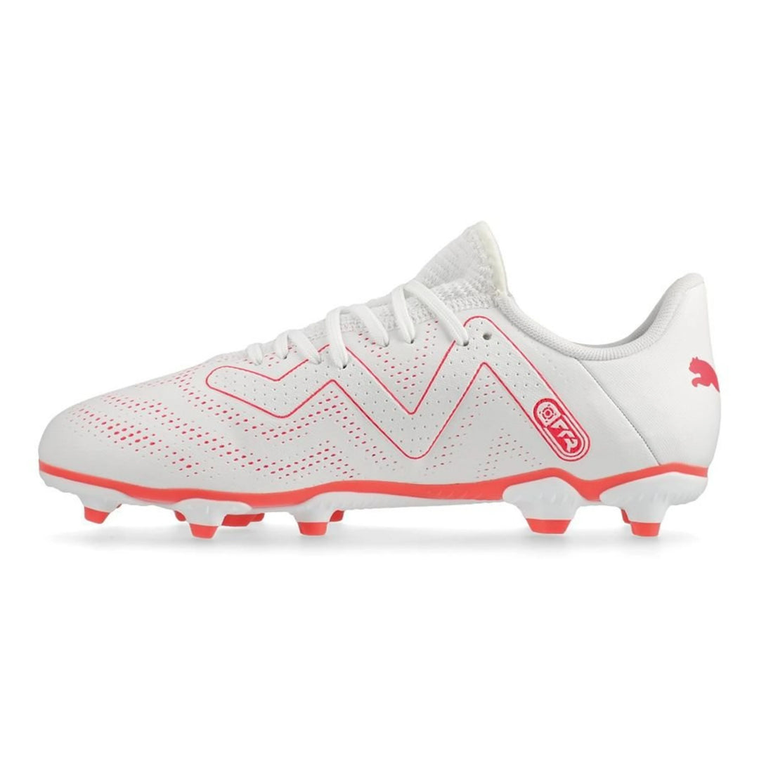 Puma Future Play FG/AG Jnr Boots - WHITE/FIRE ORCHID