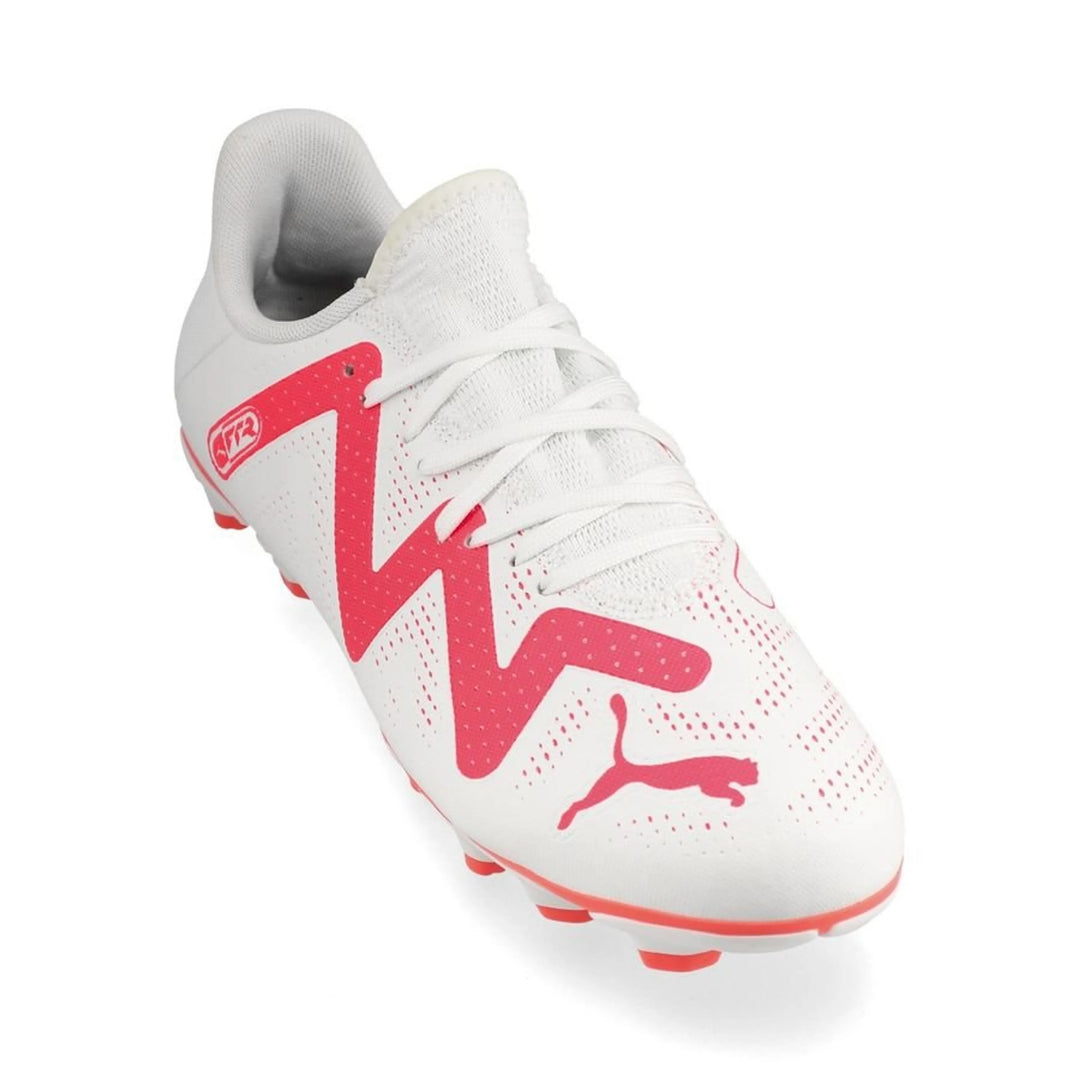 Puma Future Play FG/AG Jnr Boots - WHITE/FIRE ORCHID