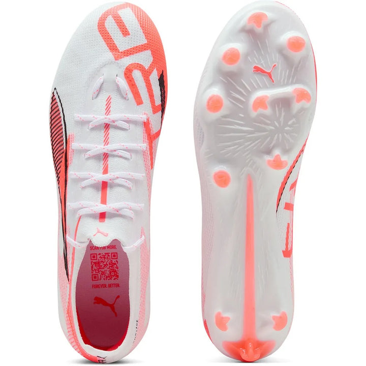 Puma Ultra 5 Pro FG/AG - WHITE/BLACK/GLOWING-RED